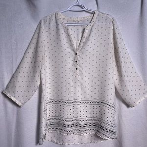 Maurices White with Blue Pattern Blouse